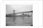 USS Wisconsin Passing Beneath Manhattan Bridge by Anonymous