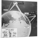 Illustration Showing Earth and Telstar Communication Satellites Sites by Anonymous