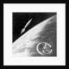 Illustration of a Rocket and Space Station Above Earth by Anonymous