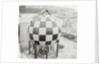 Checkered Steel Sphere Resting on Platform by Anonymous