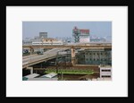 View of Downtown Tokyo with Railroad Yard in Foreground by Anonymous