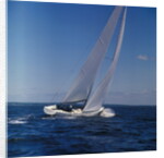 Windblown Sails of Yacht on Open Sea by Anonymous
