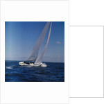 Windblown Sails of Yacht on Open Sea by Anonymous