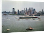 Queen Elizabeth 2 Sailing out of New York Harbor by Anonymous