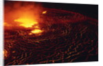 Night View of Boiling Lava from Volcanic Eruption by Anonymous