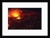 Night View of Boiling Lava from Volcanic Eruption by Anonymous