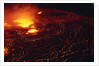 Night View of Boiling Lava from Volcanic Eruption by Anonymous