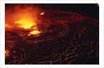 Night View of Boiling Lava from Volcanic Eruption by Anonymous