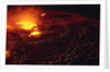 Night View of Boiling Lava from Volcanic Eruption by Anonymous