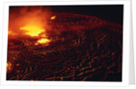Night View of Boiling Lava from Volcanic Eruption by Anonymous