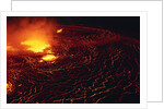 Night View of Boiling Lava from Volcanic Eruption by Anonymous