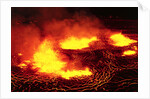 Night View of Boiling Lava from Volcanic Eruption by Anonymous