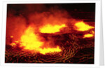 Night View of Boiling Lava from Volcanic Eruption by Anonymous