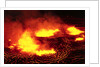Night View of Boiling Lava from Volcanic Eruption by Anonymous