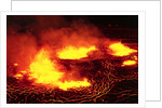 Night View of Boiling Lava from Volcanic Eruption by Anonymous