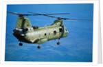Military Helicopter Flying in Blue Skies by Anonymous