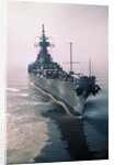 Aerial View of USS New Jersey Entering Bay by Anonymous