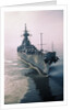 Aerial View of USS New Jersey Entering Bay by Anonymous