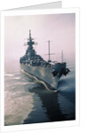 Aerial View of USS New Jersey Entering Bay by Anonymous