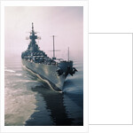 Aerial View of USS New Jersey Entering Bay by Anonymous