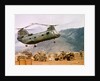 CH-46 Helicopter Picking up Supplies by Anonymous