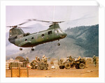 CH-46 Helicopter Picking up Supplies by Anonymous