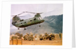 CH-46 Helicopter Picking up Supplies by Anonymous