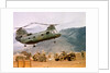 CH-46 Helicopter Picking up Supplies by Anonymous