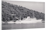 View of Large Yacht Near Shore by Anonymous