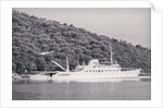 View of Large Yacht Near Shore by Anonymous