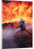 Firefighter Trying to Extinguish an Aviation Fire by Anonymous