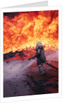 Firefighter Trying to Extinguish an Aviation Fire by Anonymous