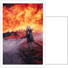 Firefighter Trying to Extinguish an Aviation Fire by Anonymous