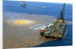 Manned Rig in Oil Spilled Waters by Anonymous