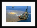 Manned Rig in Oil Spilled Waters by Anonymous