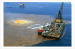 Manned Rig in Oil Spilled Waters by Anonymous