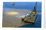 Manned Rig in Oil Spilled Waters by Anonymous
