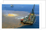 Manned Rig in Oil Spilled Waters by Anonymous