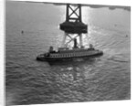 Ferryboat Sailing Past a Pier Tower by Anonymous