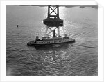 Ferryboat Sailing Past a Pier Tower by Anonymous