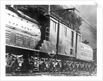 Steam Railroad Running Along Tracks by Anonymous