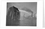 Fireboat Dousing Wooden Ship by Anonymous