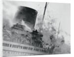 Smoke and Flames Billowing Out From a Ship by Anonymous