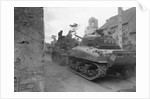 American Tanks Passing Through Town to Battle by Anonymous
