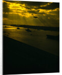 Navy Fleet Sailing in Harbor by Anonymous