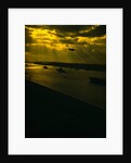 Navy Fleet Sailing in Harbor by Anonymous