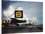 Four Super Fortress Airplanes on Airstrip by Anonymous