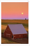 Sun Setting Behind Barn by Anonymous