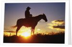 Cowboy Silhouetted at Sunset by Anonymous