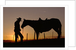 Cowboy Standing with His Horse by Anonymous